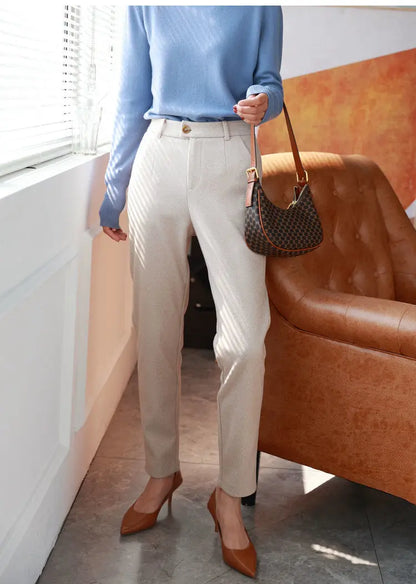 High-Waisted Cozy Work Trousers