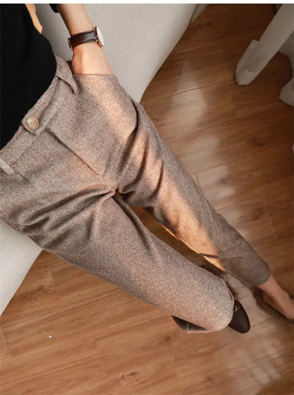 High-Waisted Cozy Work Trousers