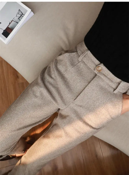 High-Waisted Cozy Work Trousers