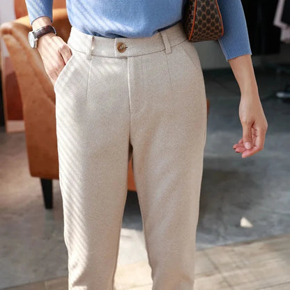 High-Waisted Cozy Work Trousers