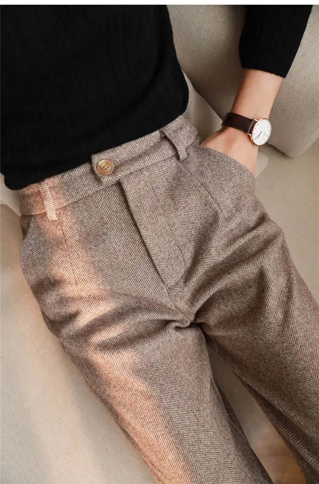 High-Waisted Cozy Work Trousers