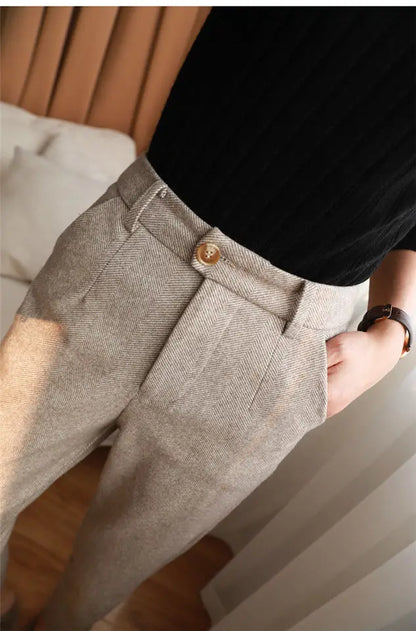 High-Waisted Cozy Work Trousers