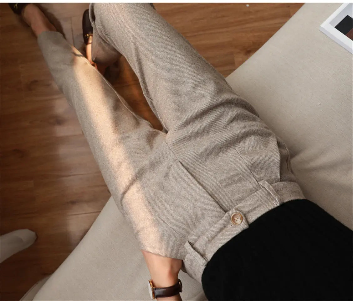 High-Waisted Cozy Work Trousers