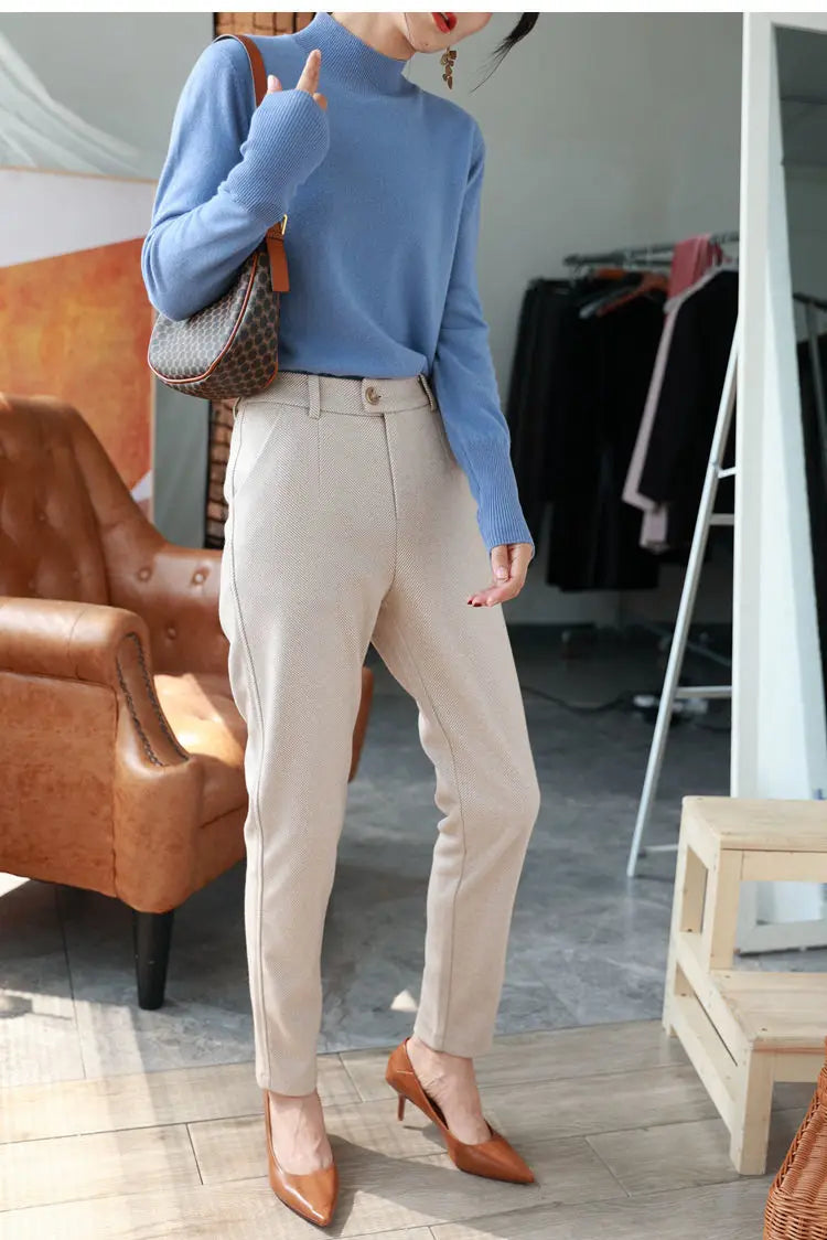 High-Waisted Cozy Work Trousers