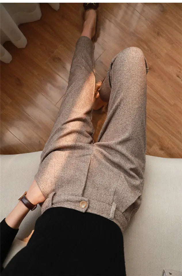 High-Waisted Cozy Work Trousers