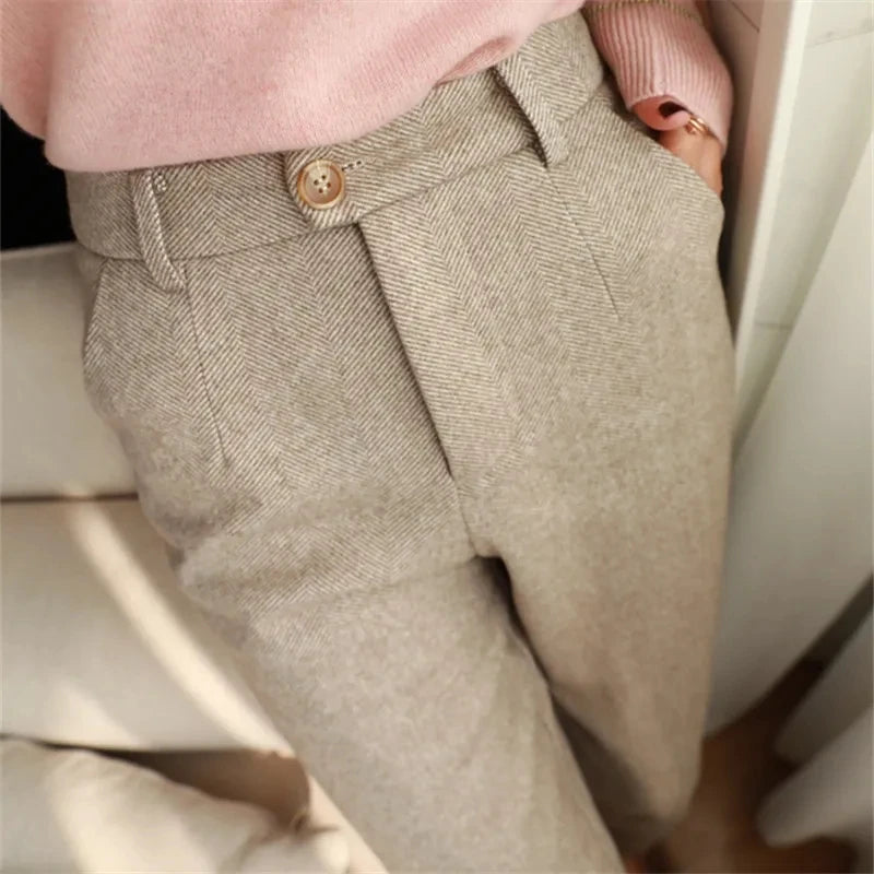 High-Waisted Cozy Work Trousers