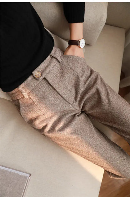 High-Waisted Cozy Work Trousers