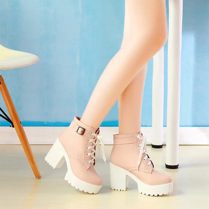 Chic Elevation: Buckled Platform Ankle Boots