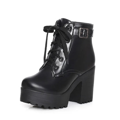 Chic Elevation: Buckled Platform Ankle Boots