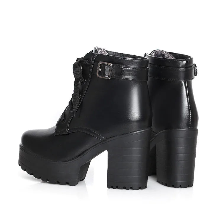 Chic Elevation: Buckled Platform Ankle Boots