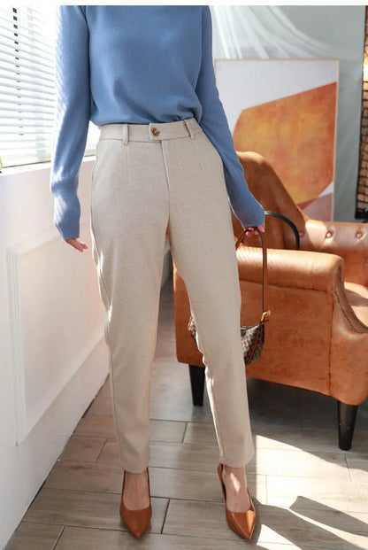 High-Waisted Cozy Work Trousers