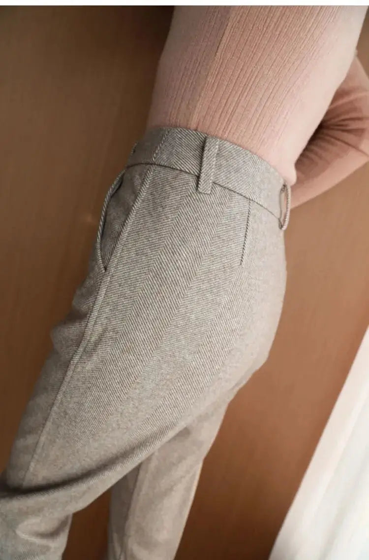 High-Waisted Cozy Work Trousers