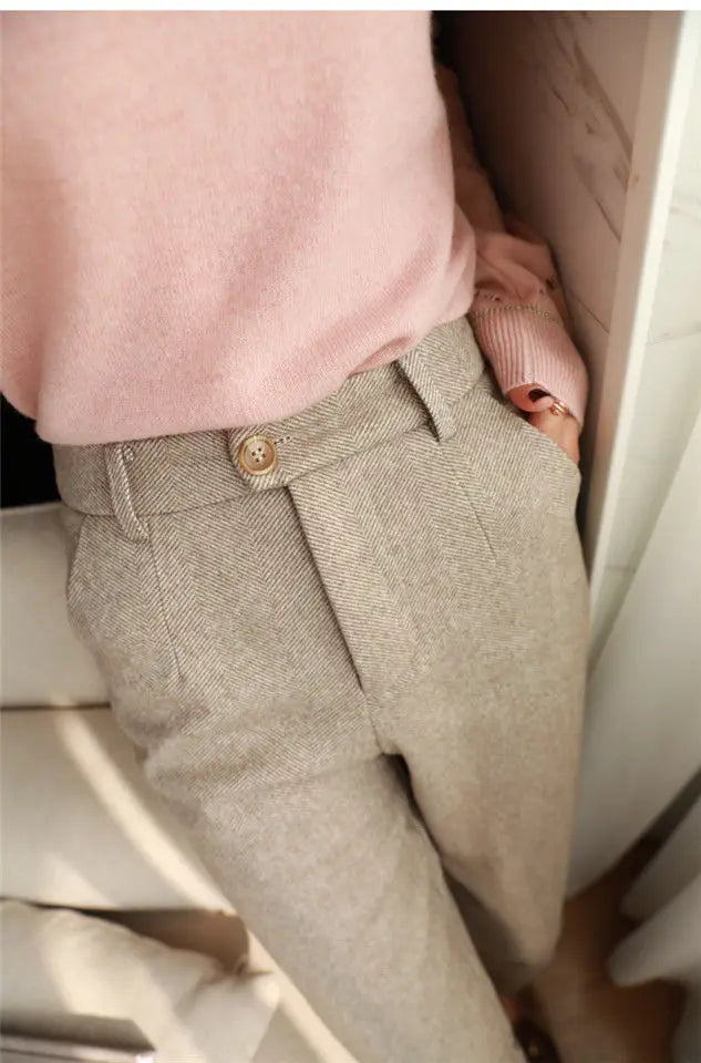 High-Waisted Cozy Work Trousers