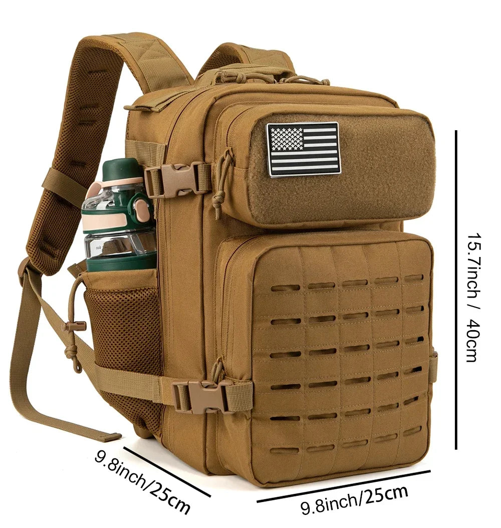 Compact Tactical Rucksack: School and Hiking Backpack with Bottle Holder