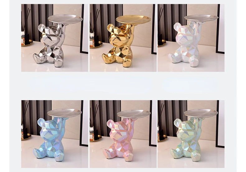 Ceramic Geometric Bear Piggy Bank: Stylish Tray Storage and Bookshelf Decoration