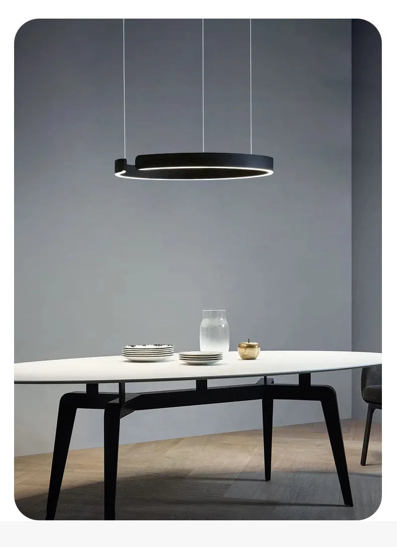 Modern Nordic Ring Chandelier: Black Gold LED Pendant Light for Home Decor