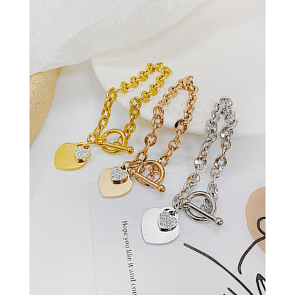 Geometric Heart Bracelet: 316L Stainless Steel Gold Plated Bangle for Women & Girls