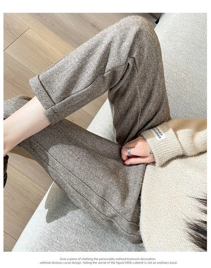 Cropped Cozy Tweed Trousers