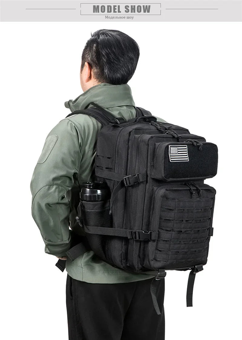 Compact Tactical Rucksack: School and Hiking Backpack with Bottle Holder