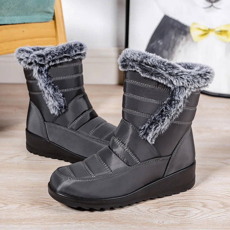 Frosty Footprints: Waterproof Warm Ankle Boots