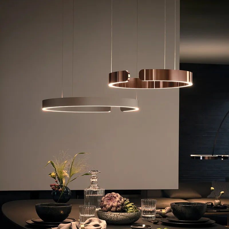 Modern Nordic Ring Chandelier: Black Gold LED Pendant Light for Home Decor