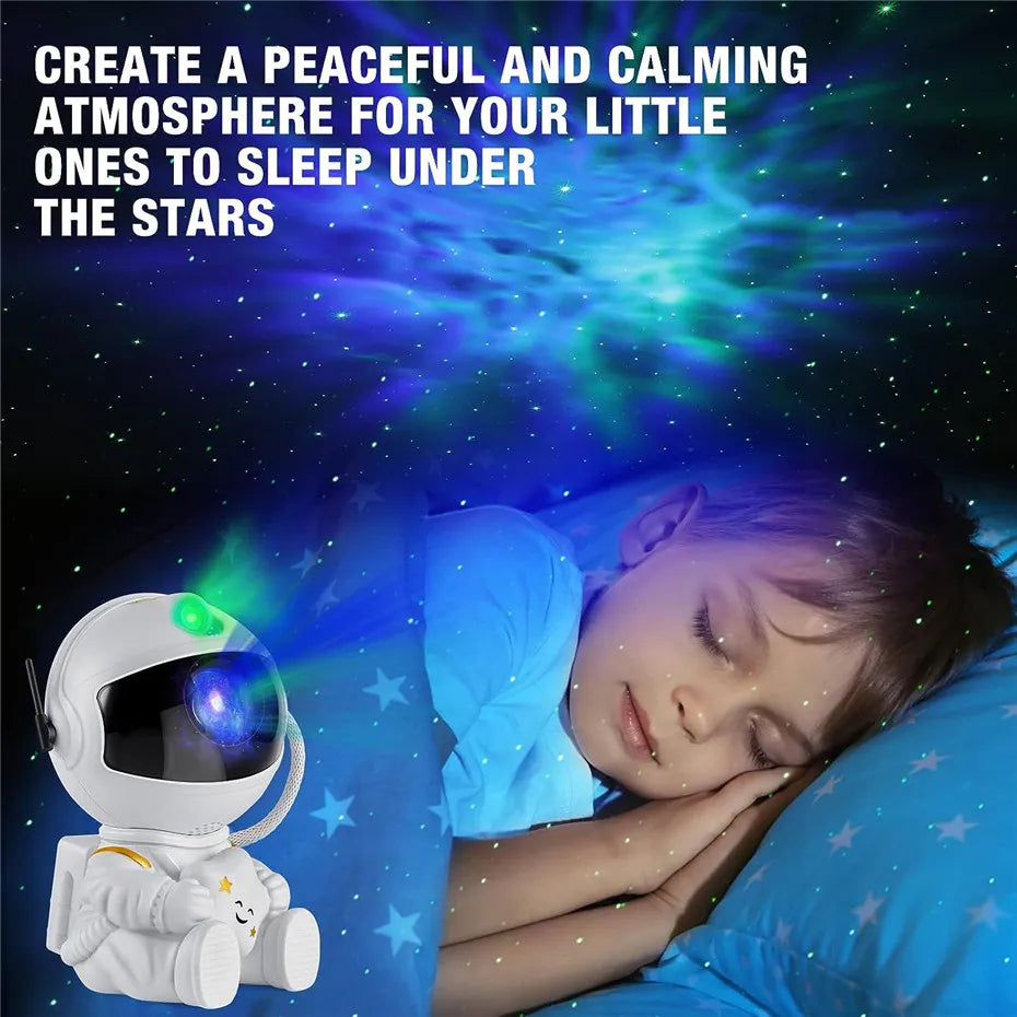 Astronaut Star Projector: Galaxy Night Light with Starry Nebula LED for Kids