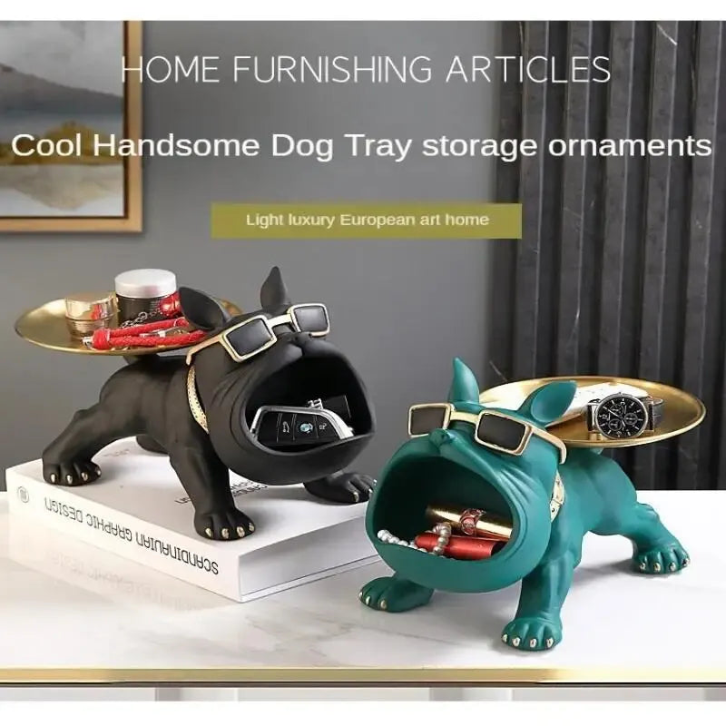 Bulldog Key Tray: Stylish Nordic Storage Ornament for Entrance Decor