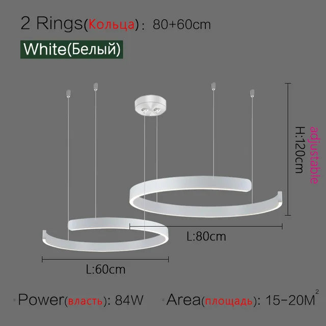 Modern Nordic Ring Chandelier: Black Gold LED Pendant Light for Home Decor