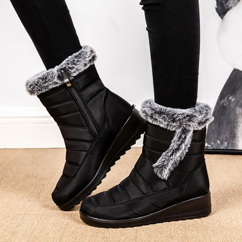 Frosty Footprints: Waterproof Warm Ankle Boots