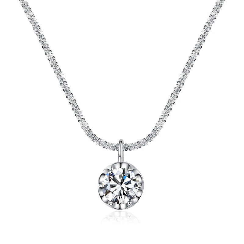 Lab Diamond Moissanite Necklace: NeeTim 2ct Sterling Silver Wedding Jewelry