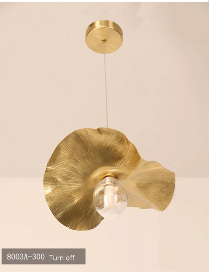 Lotus Leaf LED Pendant Lamp: Modern Brass Luminaires for Restaurant and Home