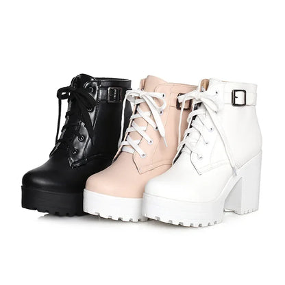 Chic Elevation: Buckled Platform Ankle Boots