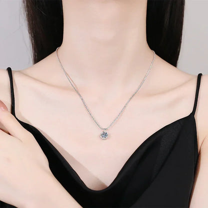 Lab Diamond Moissanite Necklace: NeeTim 2ct Sterling Silver Wedding Jewelry