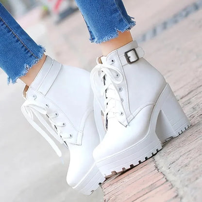 Chic Elevation: Buckled Platform Ankle Boots