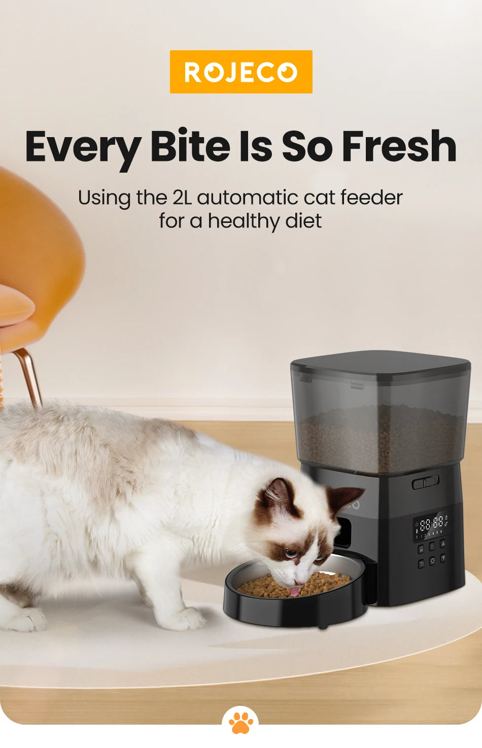 Smart Auto Pet Feeder: Button Control Food Dispenser for Cats & Dogs