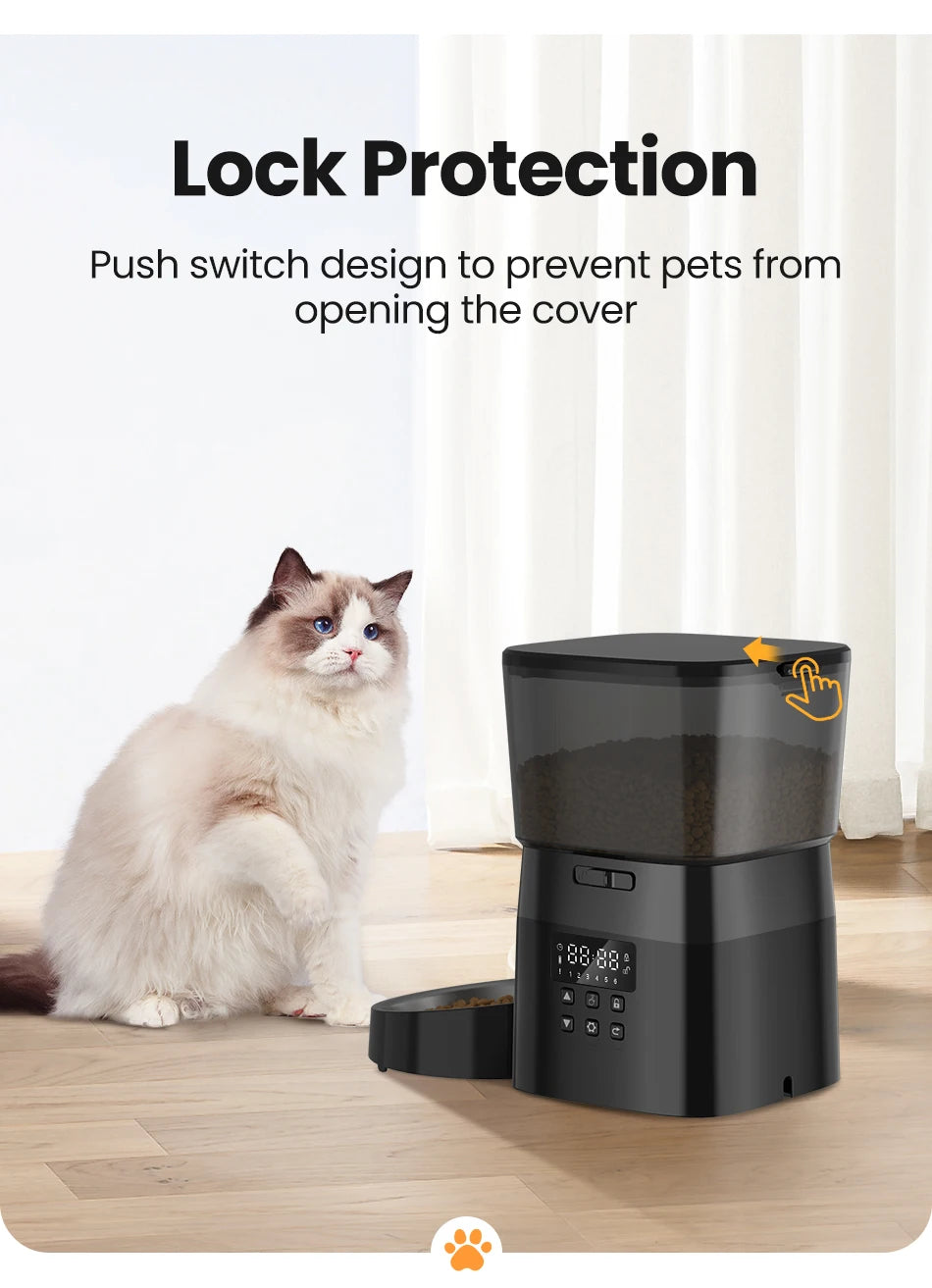 Smart Auto Pet Feeder: Button Control Food Dispenser for Cats & Dogs