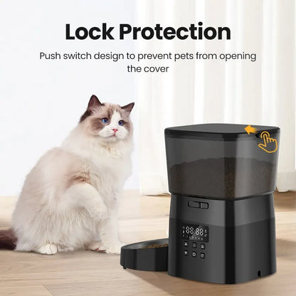 Smart Auto Pet Feeder: Button Control Food Dispenser for Cats & Dogs