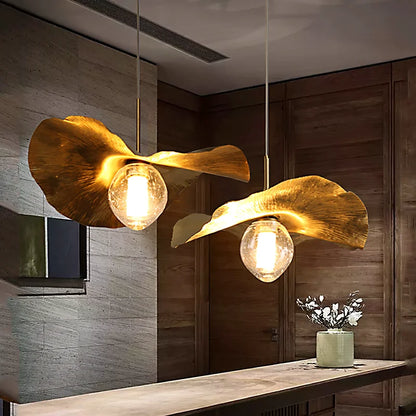 Lotus Leaf LED Pendant Lamp: Modern Brass Luminaires for Restaurant and Home