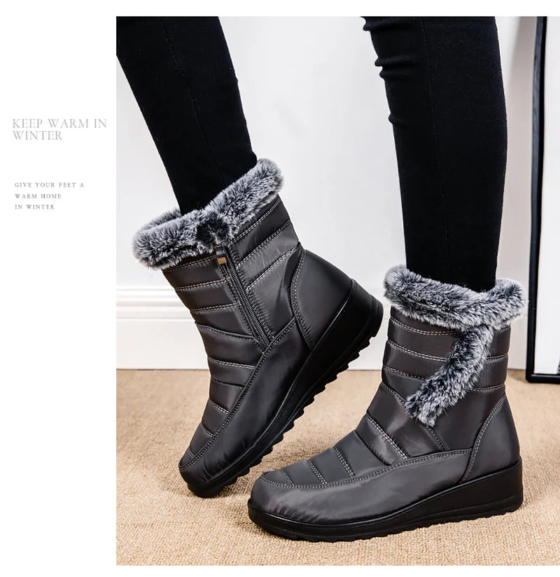 Frosty Footprints: Waterproof Warm Ankle Boots