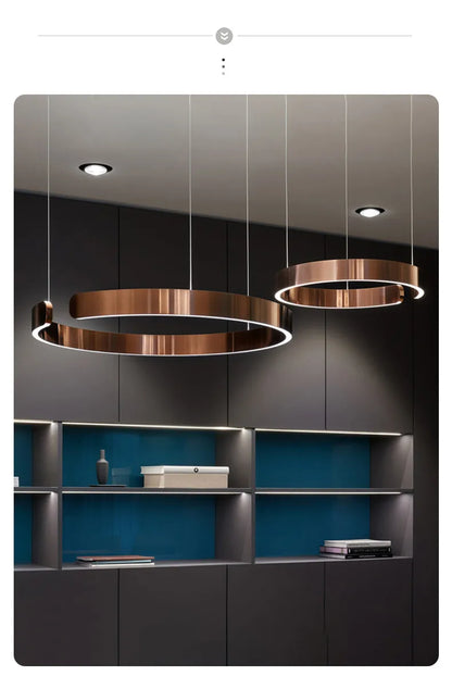 Modern Nordic Ring Chandelier: Black Gold LED Pendant Light for Home Decor