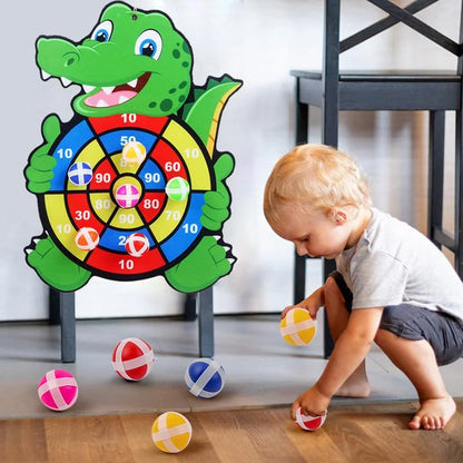 Montessori Throw Sport Toy: Sticky Ball Dartboard & Basketball Board Game for Kids