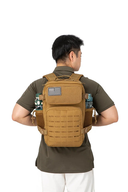 Compact Tactical Rucksack: School and Hiking Backpack with Bottle Holder