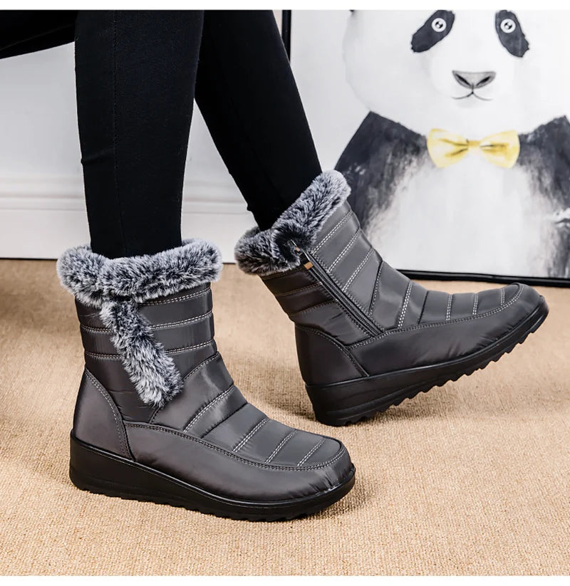 Frosty Footprints: Waterproof Warm Ankle Boots