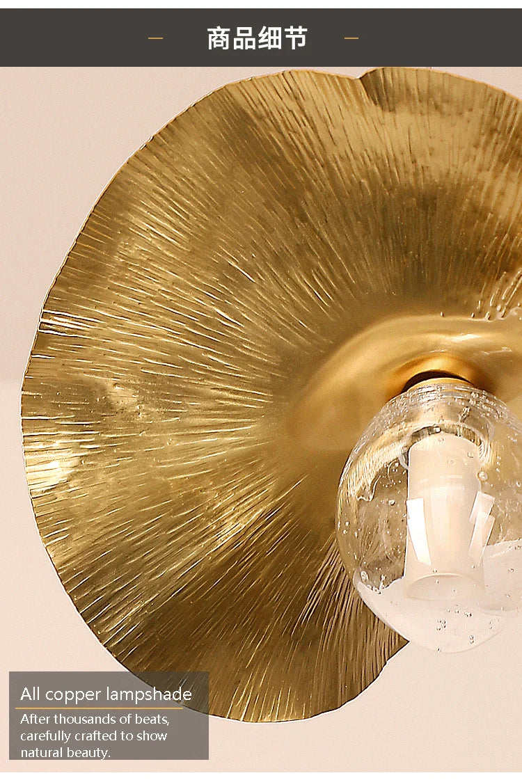 Lotus Leaf LED Pendant Lamp: Modern Brass Luminaires for Restaurant and Home