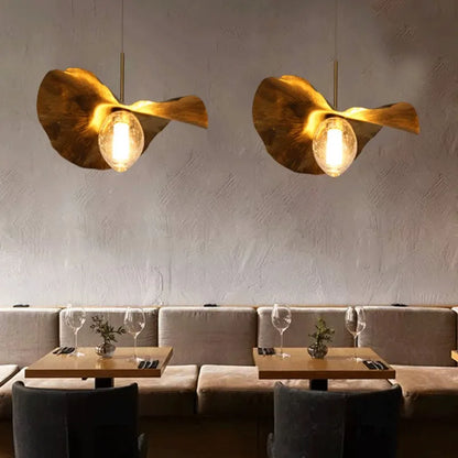 Lotus Leaf LED Pendant Lamp: Modern Brass Luminaires for Restaurant and Home