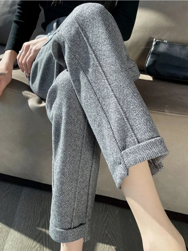 Cropped Cozy Tweed Trousers