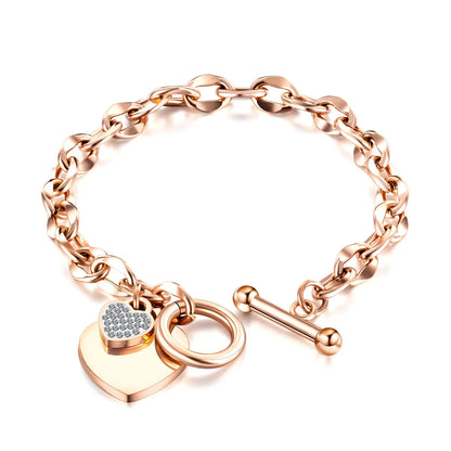 Geometric Heart Bracelet: 316L Stainless Steel Gold Plated Bangle for Women & Girls