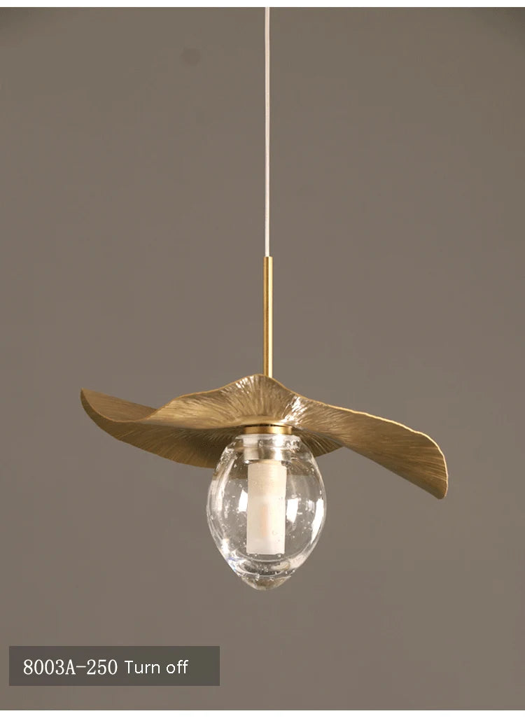 Lotus Leaf LED Pendant Lamp: Modern Brass Luminaires for Restaurant and Home