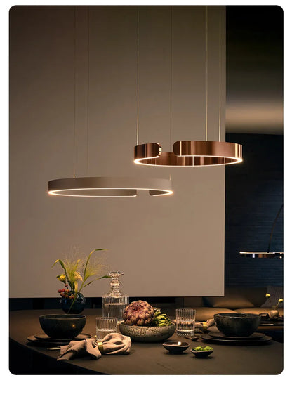 Modern Nordic Ring Chandelier: Black Gold LED Pendant Light for Home Decor