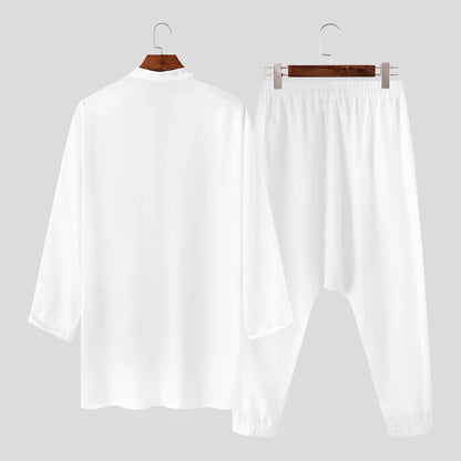 Men's Dubai Clothing Set: Long Sleeve Shirt & Drop-Crotch Pants